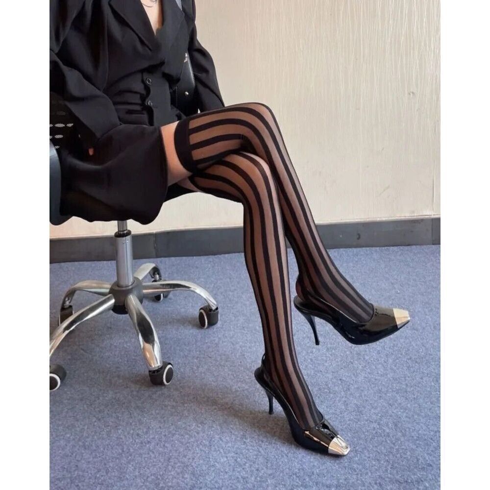 New Without Tags Striped Thigh High Circus French Stockings